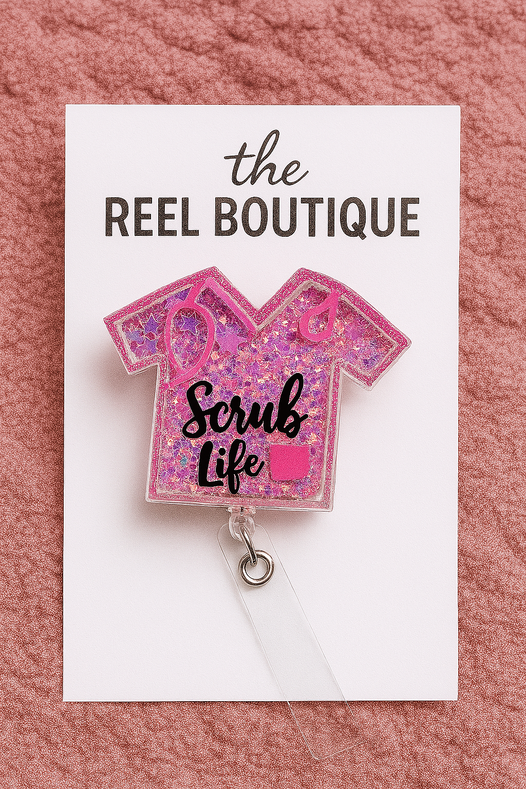 Scrub Top Badge Reel Shaker