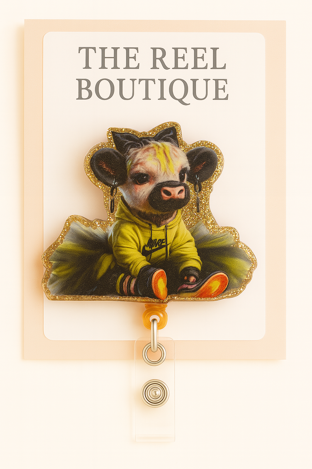 Sporty Cow Badge Reel Topper