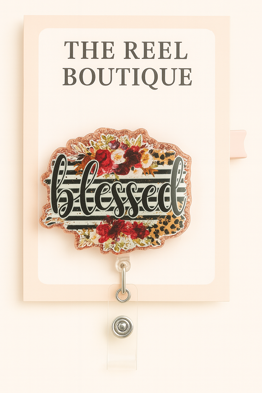Blessed Floral Badge Reel Topper