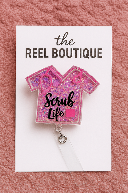 Scrub Top Badge Reel Shaker