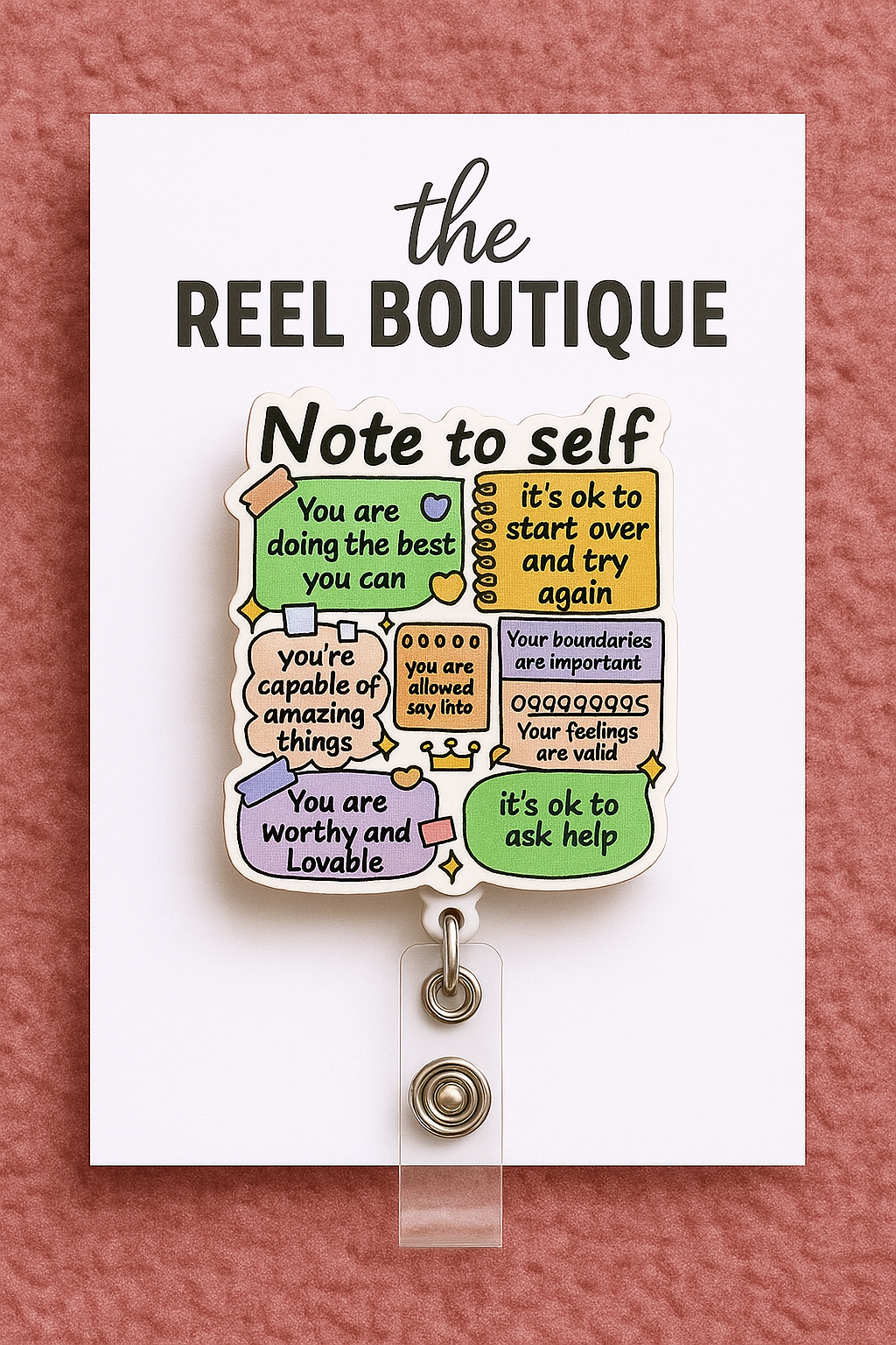 "Note to Self" Affirmation Badge Reel