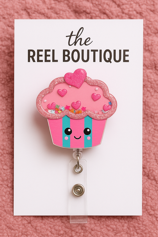 XL Cupcake Shaker Badge Reel