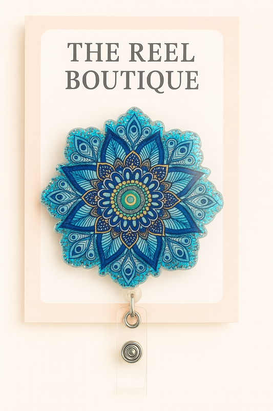 Blue Mandala Badge Reel Topper
