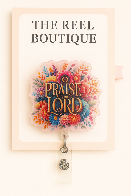 Praise the Lord Floral Badge Reel Topper