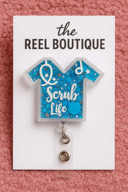 Scrub Top Badge Reel Shaker