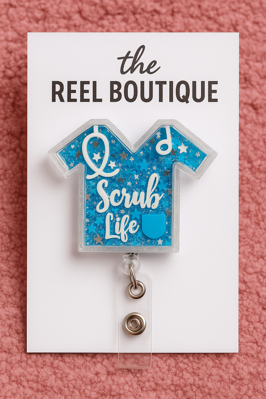 Scrub Top Badge Reel Shaker